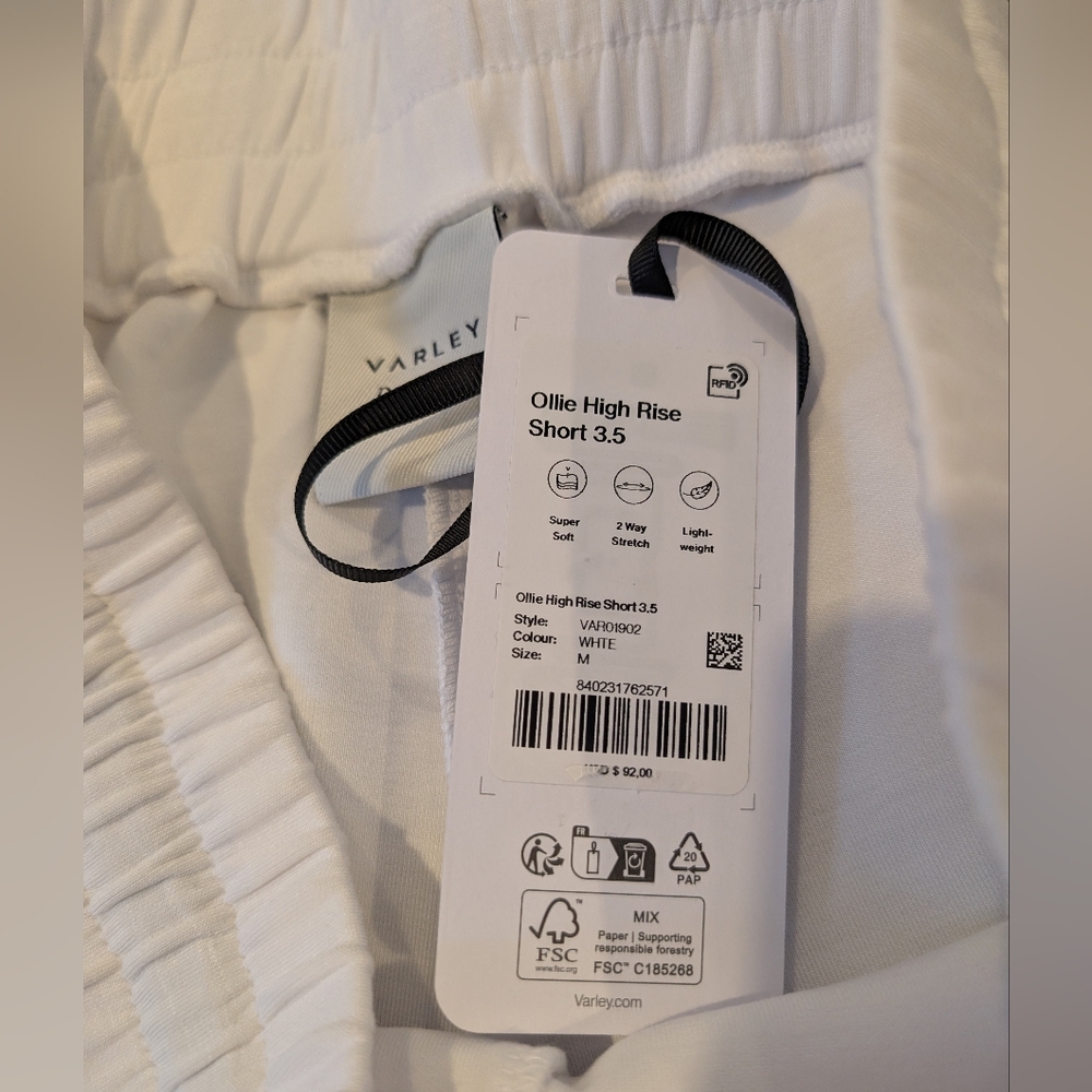 Varley Ollie High Rise Short 3.5" White Medium - Picture 3 of 5